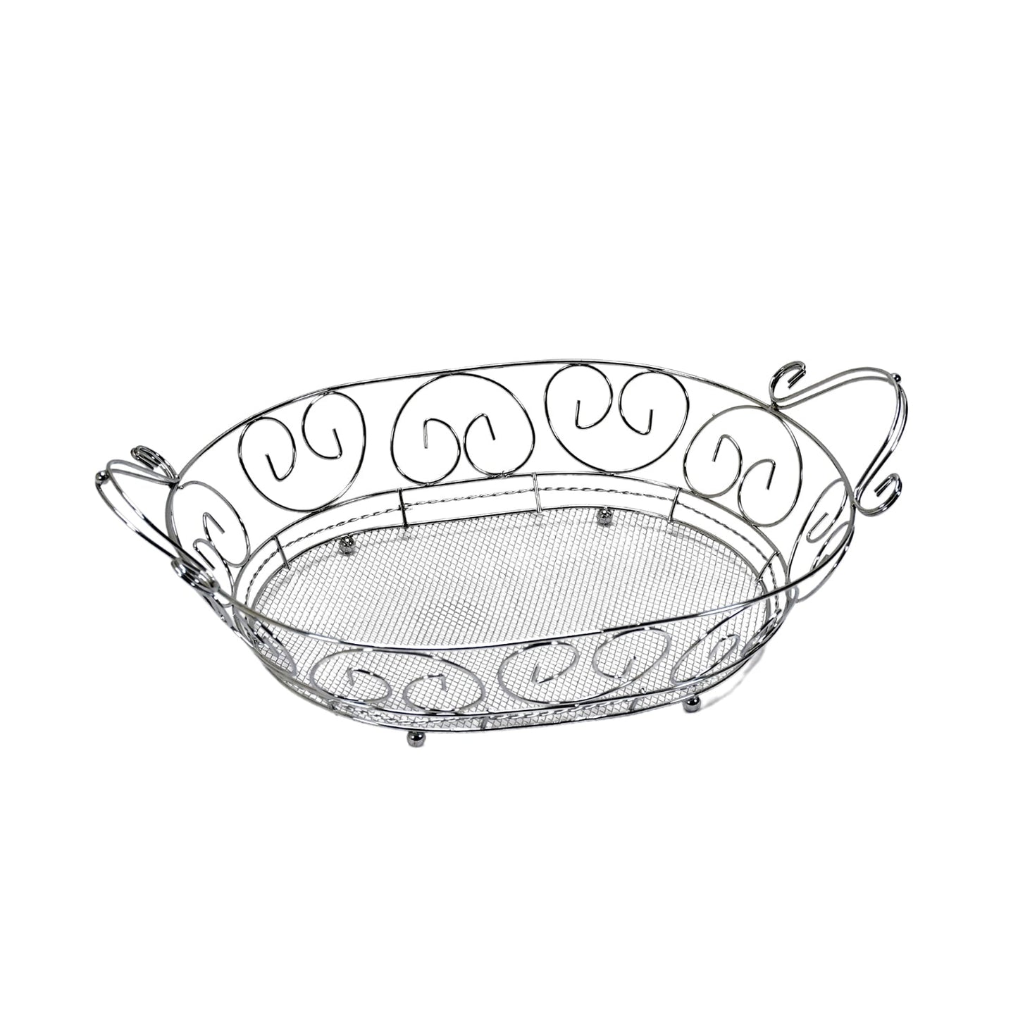 5138 Multipurpose Stainless Steel Modern Folding Fruit and Vegetable Basket (Silver, 8 Shapes) 