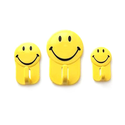 1702 3Pcs Self Adhesive Multipurpose Smiley Hooks For home Use 