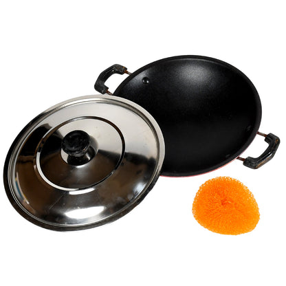 7135 Nonstick Kadhai With Lid Deep Frying Pan, Kadhai with Lid for Cooking, Biryani Pot 