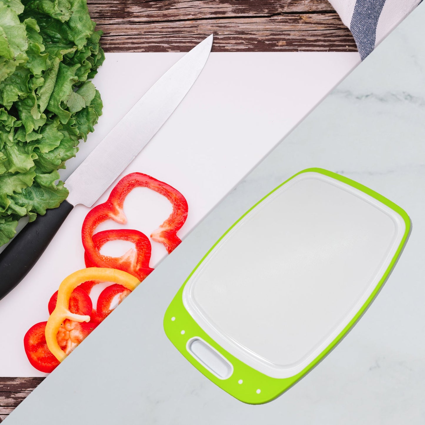 8136A Vegetables and Fruits Cutting Chopping Board Plastic Chopper Cutter Board Non-slip Antibacterial Surface with Extra Thickness 