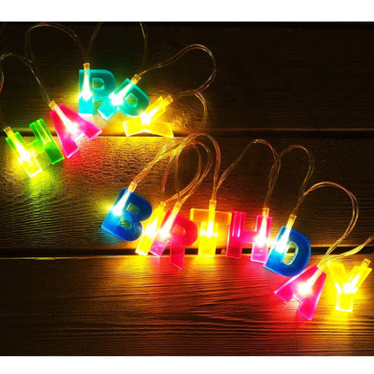 4815 Decoratives Plastic Happy Birthday 13 LED Letter Battery Operated String Lights, Outdoor String Lights (Multicolour) 