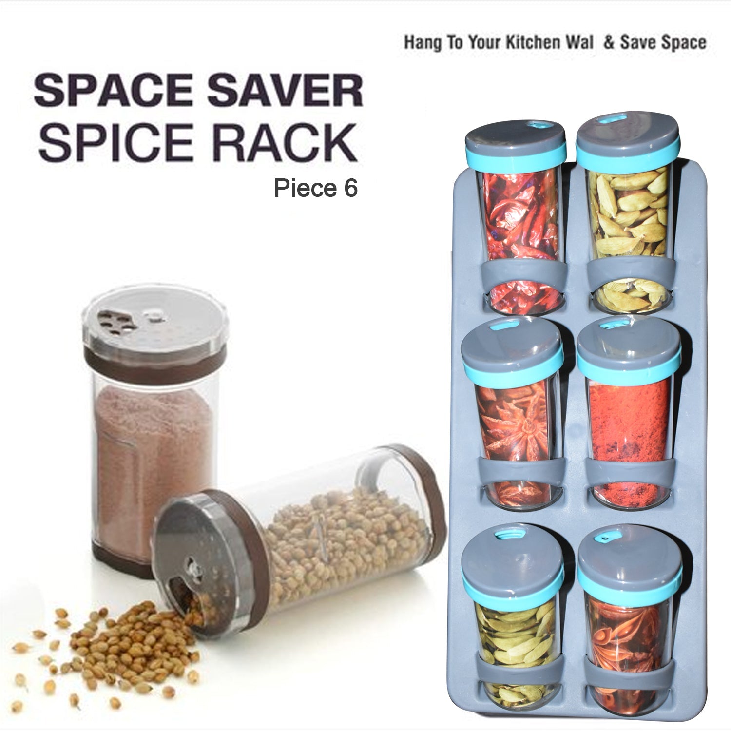 2574 Space Saver Spice Rack  6 Piece Spice Set  (Plastic) DeoDap