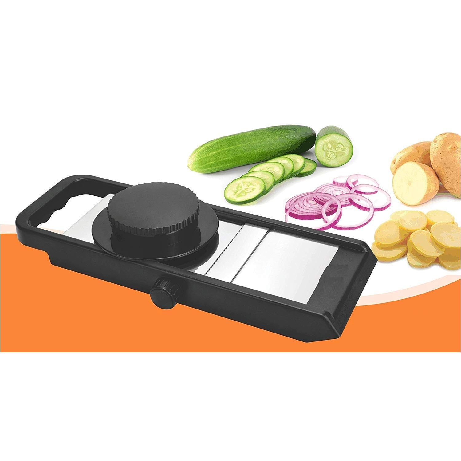 8120 Ganesh Adjustable Plastic Slicer, 1-Piece, Black/Silver 