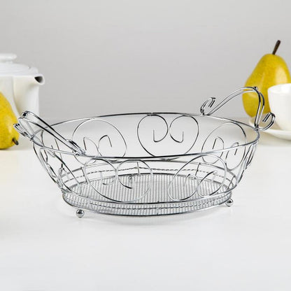 5267 Multipurpose  round shape Stainless Steel Modern Folding Fruit and Vegetable Basket (Silver, 8 Shapes) 