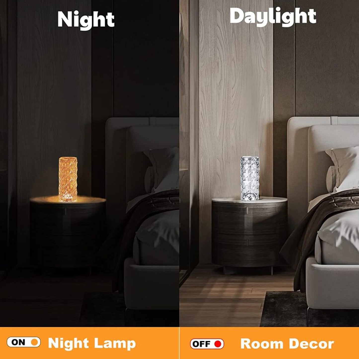 6604 Crystal Touch Night Light (16 Colors) - Rose Diamond Table Lamp with Remote Control, USB Table Lamp, Romantic Date Lighting Decor for Festival, Bedroom, Dining Room 