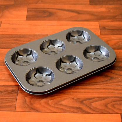 7075 6 slot unique flower pattern Non-Stick Muffins Cupcake Pancake Baking Molds Tray 