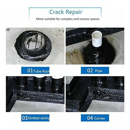 1332 Waterproof Leak Filler Spray Rubber Flexx Repair & Sealant - Point to Seal Cracks Holes Leaks Corrosion More for Indoor Or Outdoor Use Black Paint (450 Ml) 