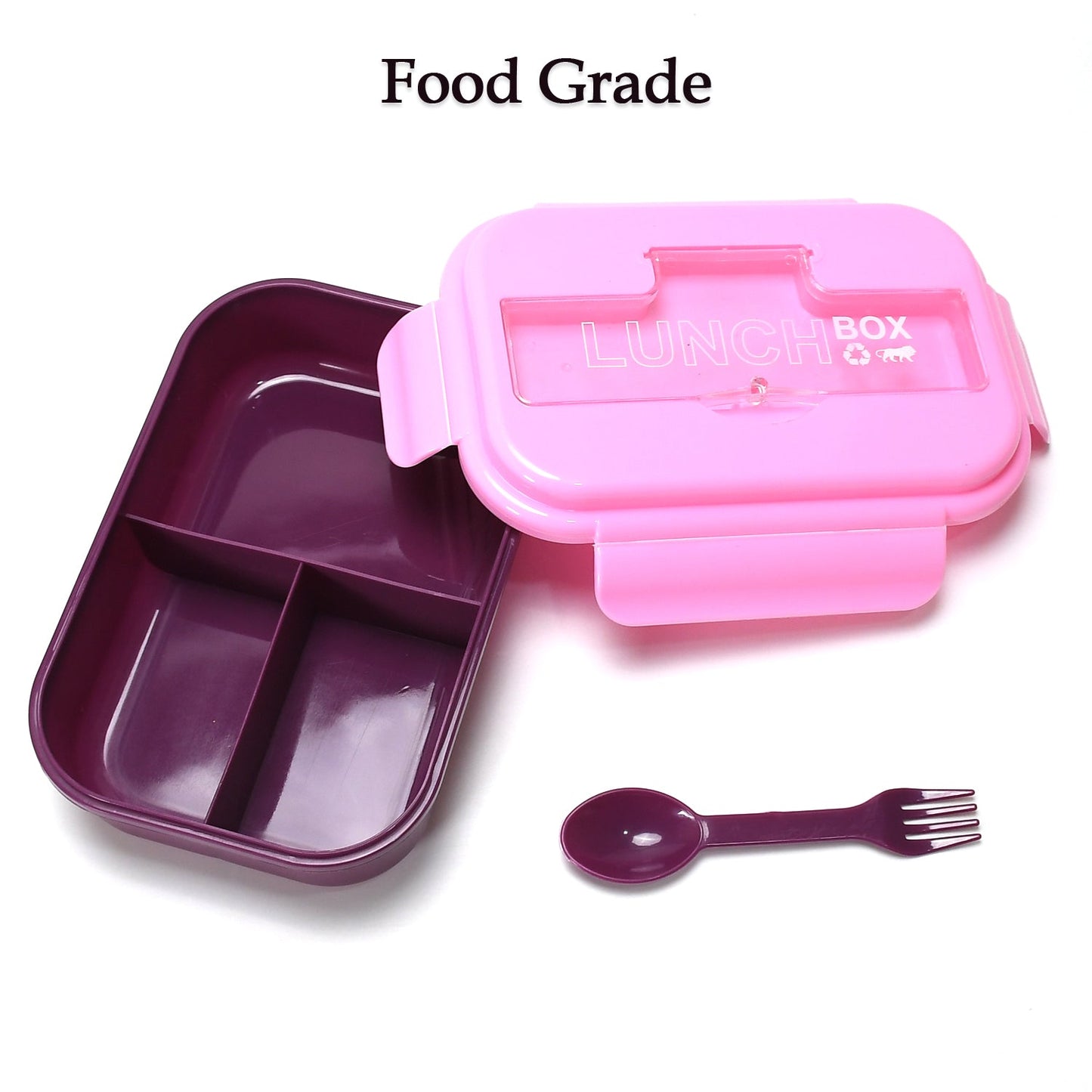 2809V LUNCH BOX 3 COMPARTMENT PLASTIC LINER LUNCH CONTAINER, PORTABLE TABLEWARE SET FOR OFFICE , SCHOOL & HOME USE 