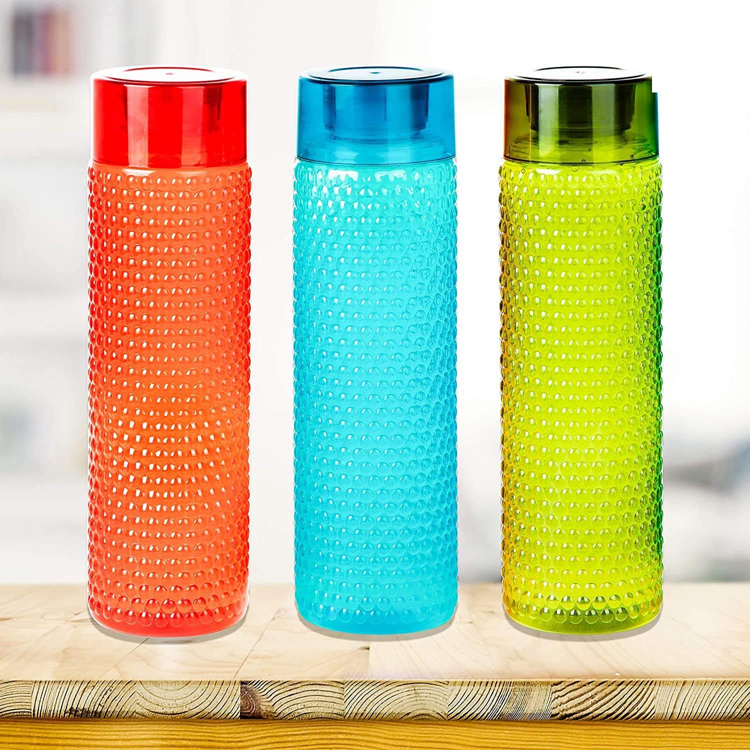 5270 Water Bottle Bubble Shape Designer Water Bottles for Fridge School College Use, Capacity 1000ml ( 3 pc ) 