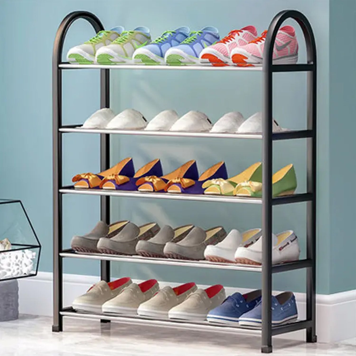 5176 5Tiers Steel  Shoe Rack Adjustable Shoe Shelf Storage Organizer For Home Use 