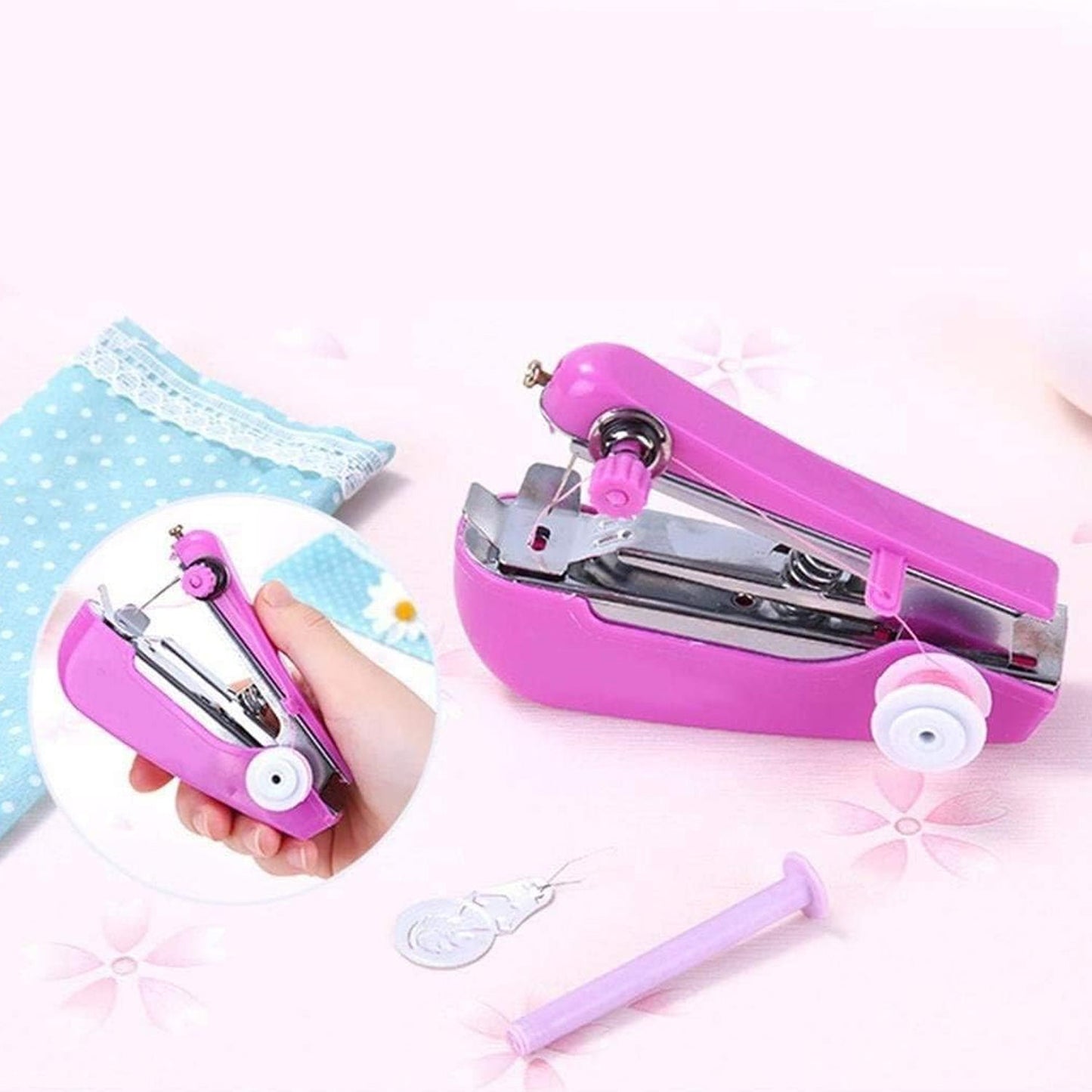 1237 Handy Stitching Stapler Machine Pocket Portable Mini Sewing Cordless Hand-Operated Manual Stitch Stapler Sillai Machine for Garment, Cloth 