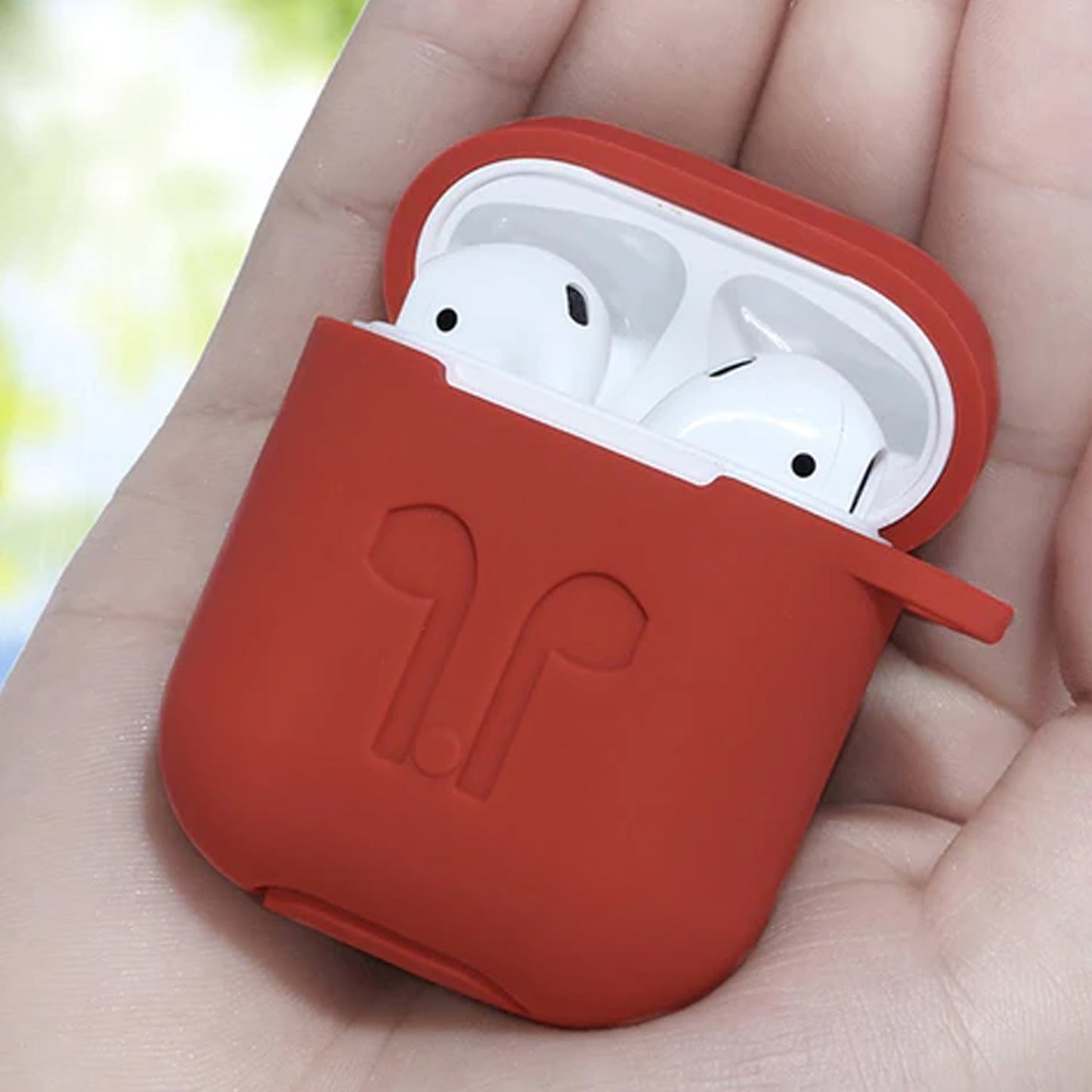 6473 Silicone Shockproof Protection Wireless Headphones Carrying Box Cover with Metal Keychain 