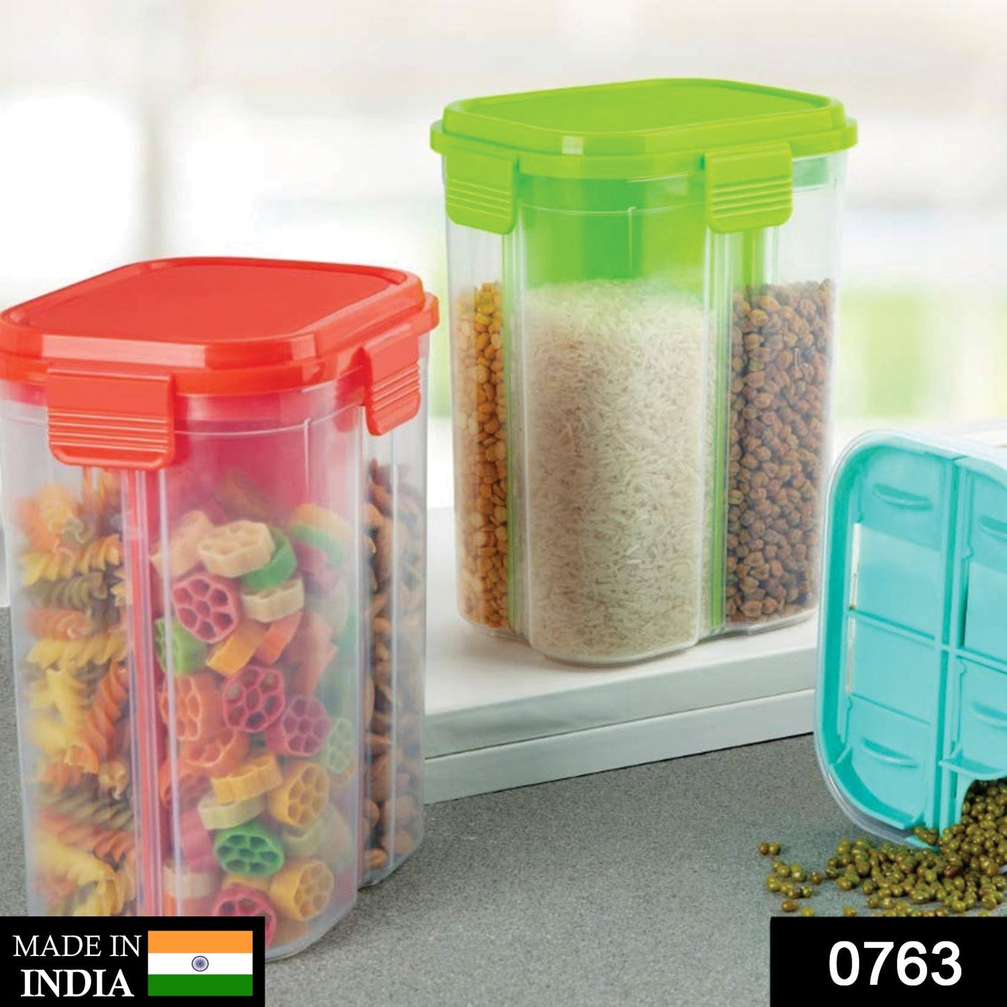 0763 Transparent 4 Section Storage Dispenser (2000 ml) 