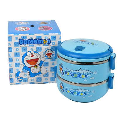 2873A Doraemon 2layer Lunch Box Steel High Quality  2 Layer Tiffin Box For Home , Office & School Use 