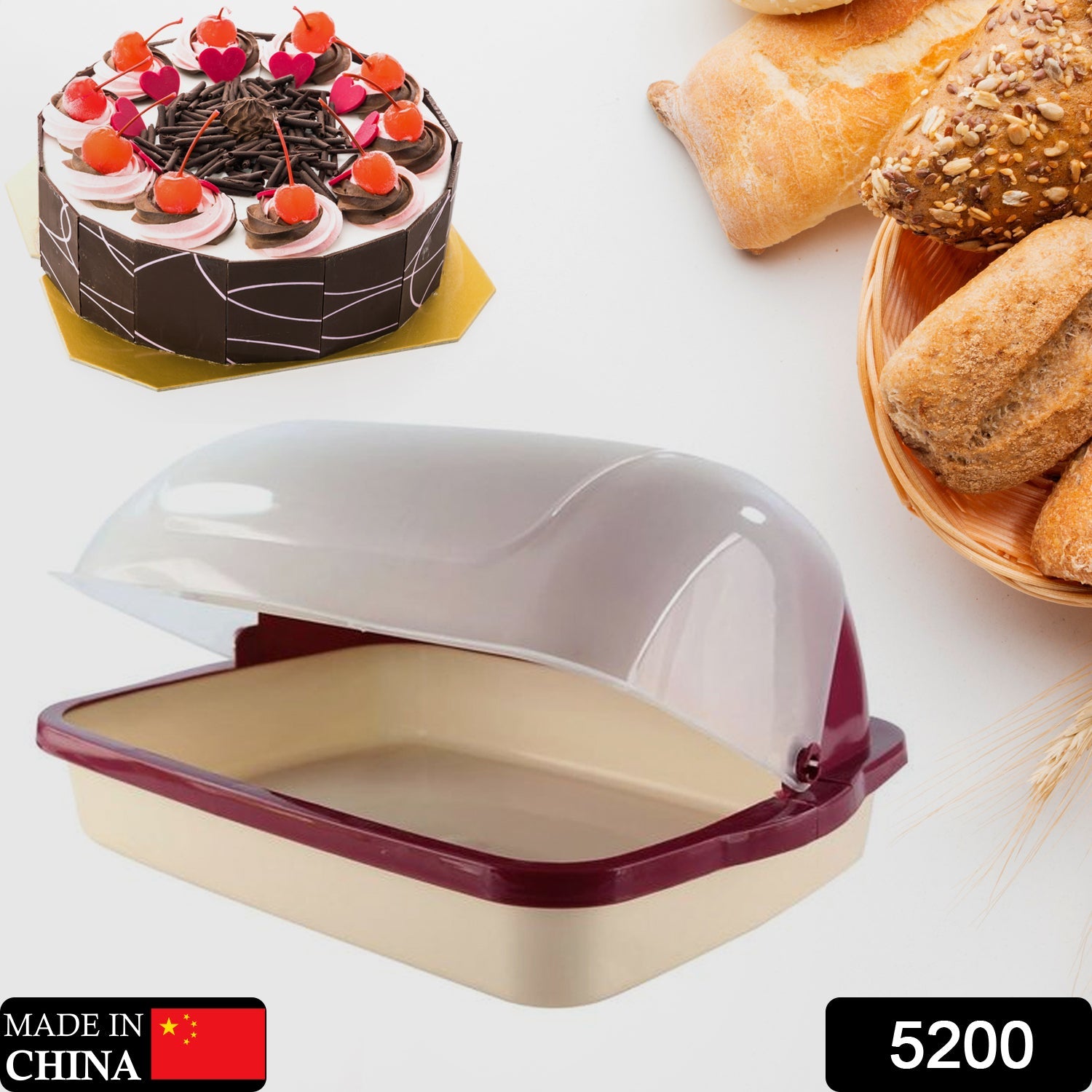 5200 Big Bread Box with Moving Lid | Semi Transparent | Food Grade BPA Free | Freezer Microwave Oven Dishwasher Safe | Breads Sandwich cakes 