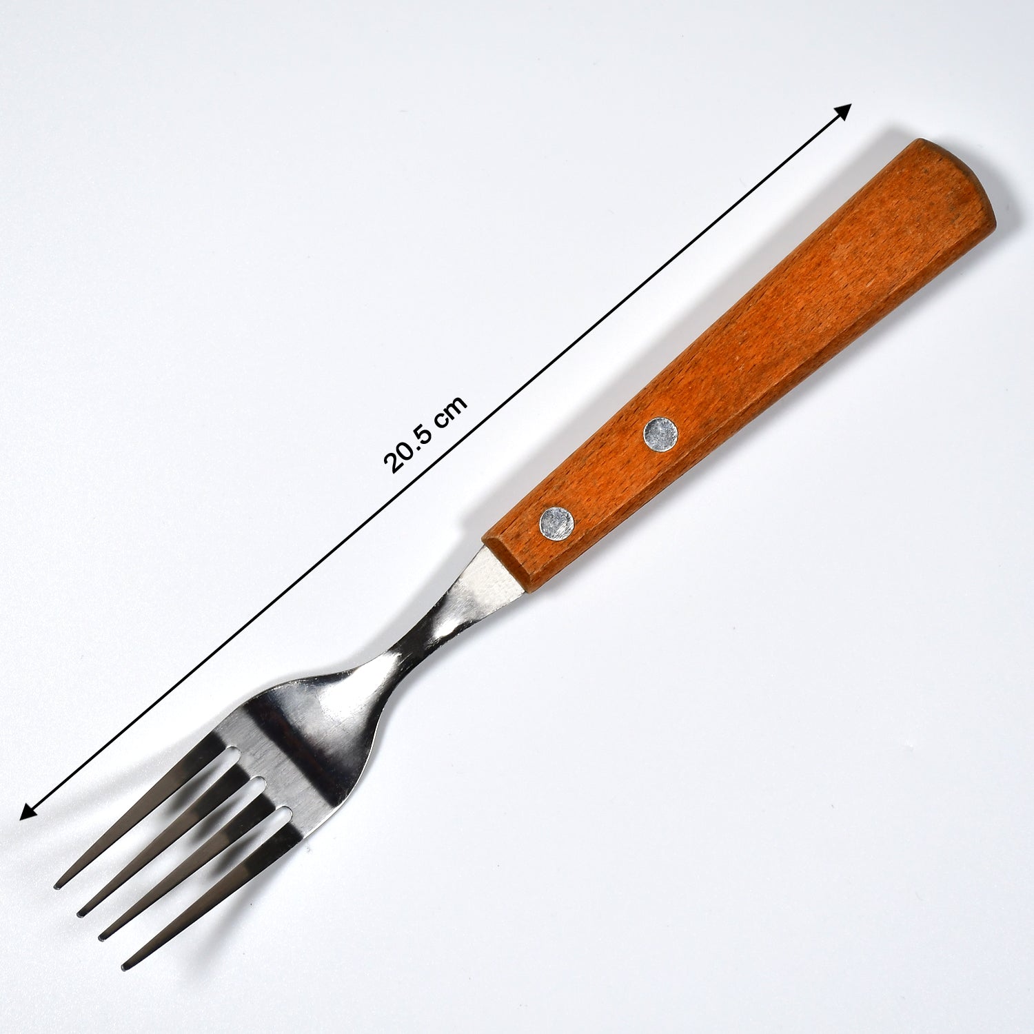 2989 1pc Stainless steel fork with wooden handle. 