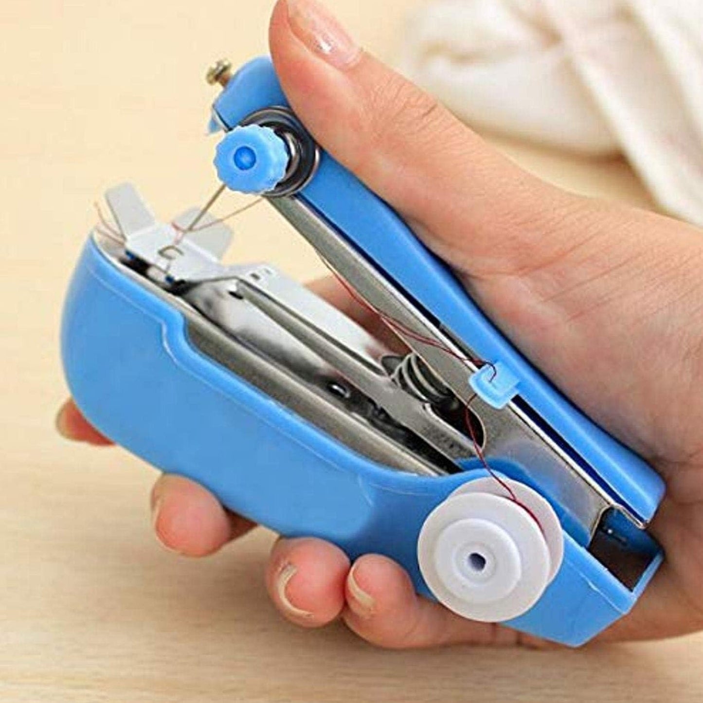 1237 Handy Stitching Stapler Machine Pocket Portable Mini Sewing Cordless Hand-Operated Manual Stitch Stapler Sillai Machine for Garment, Cloth 