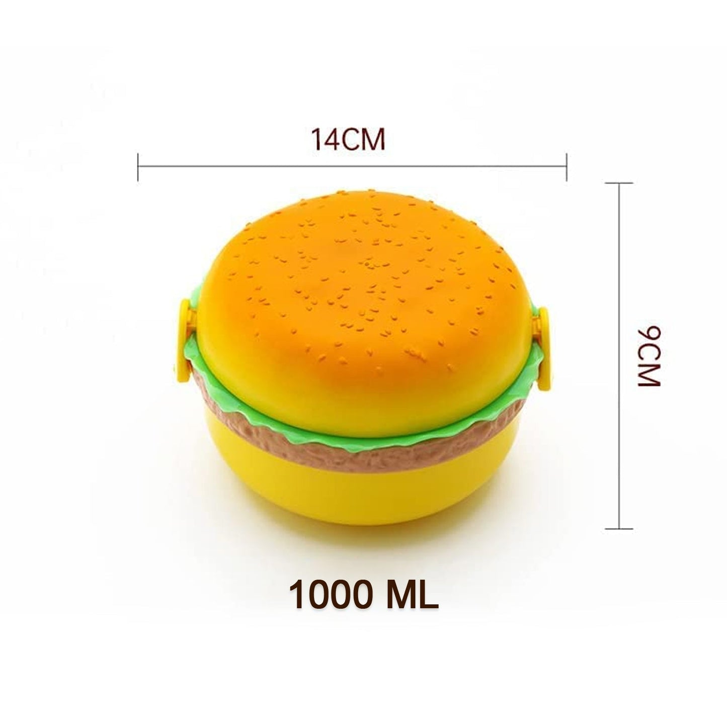 5313 Burger Shape Lunch Box Plastic Lunch Box Food Container Sets Double Layer Lunchbox 1000ml With 2 Spoon Applicable to Kids and Elementary School Students 