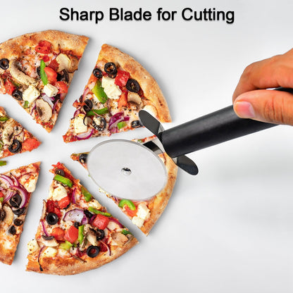 2049 Stainless Steel Pizza Cutter with black handle, Sandwich & Pastry Cutter, Sharp, Wheel Type Cutter. 