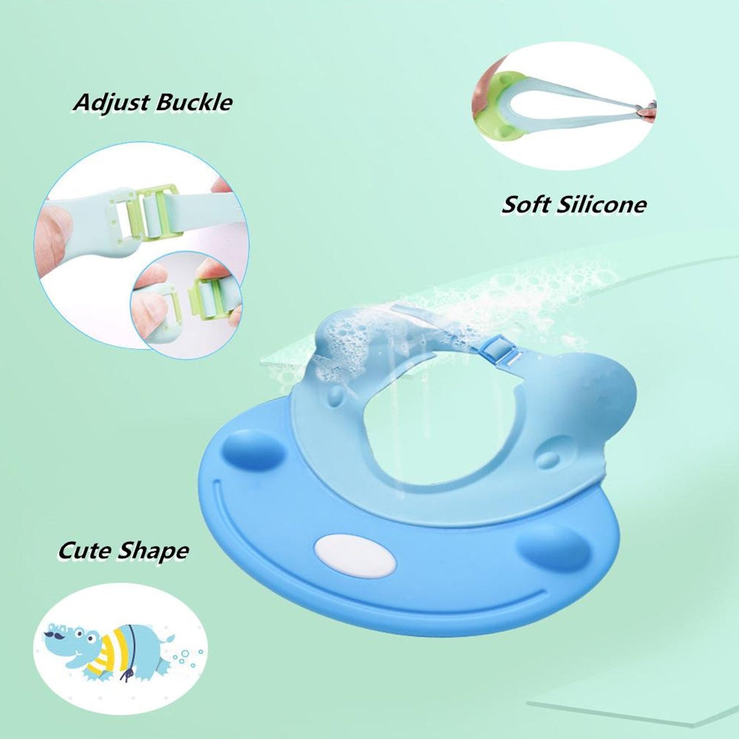 6641 Silicone Baby Shower Cap Bathing Baby Wash Hair Eye Ear Protector Hat for New Born Infants babies Baby Bath Cap Shower Protection For Eyes And Ear. 