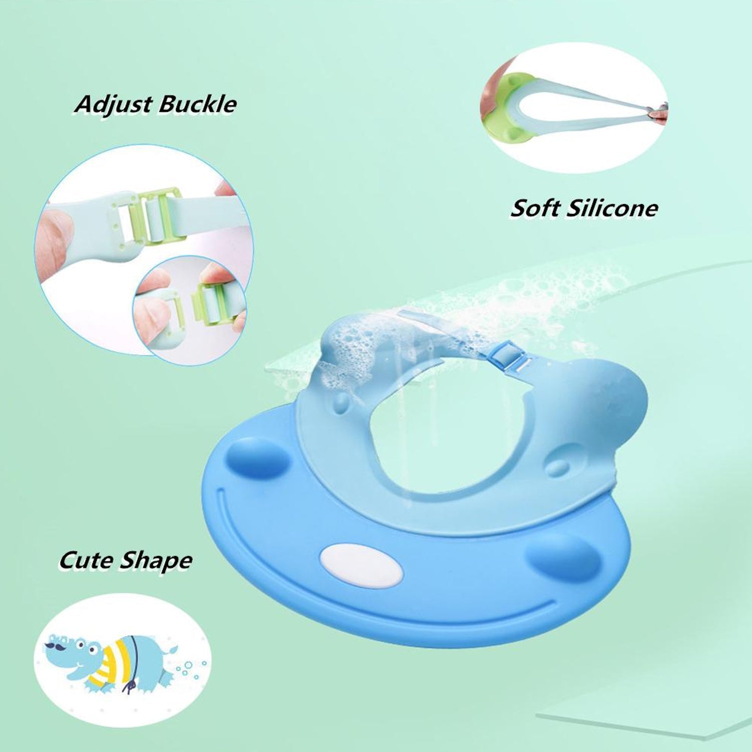 6641 Silicone Baby Shower Cap Bathing Baby Wash Hair Eye Ear Protector Hat for New Born Infants babies Baby Bath Cap Shower Protection For Eyes And Ear. 