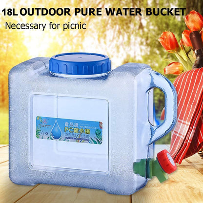 2655 Water Bucket Water Container with Lid and Tap Car Water Tank Water Dispenser Beverage Storage Carrier Plastic Water Bottle for Outdoors Hiking Camping Self-Driving Tour Emergency 