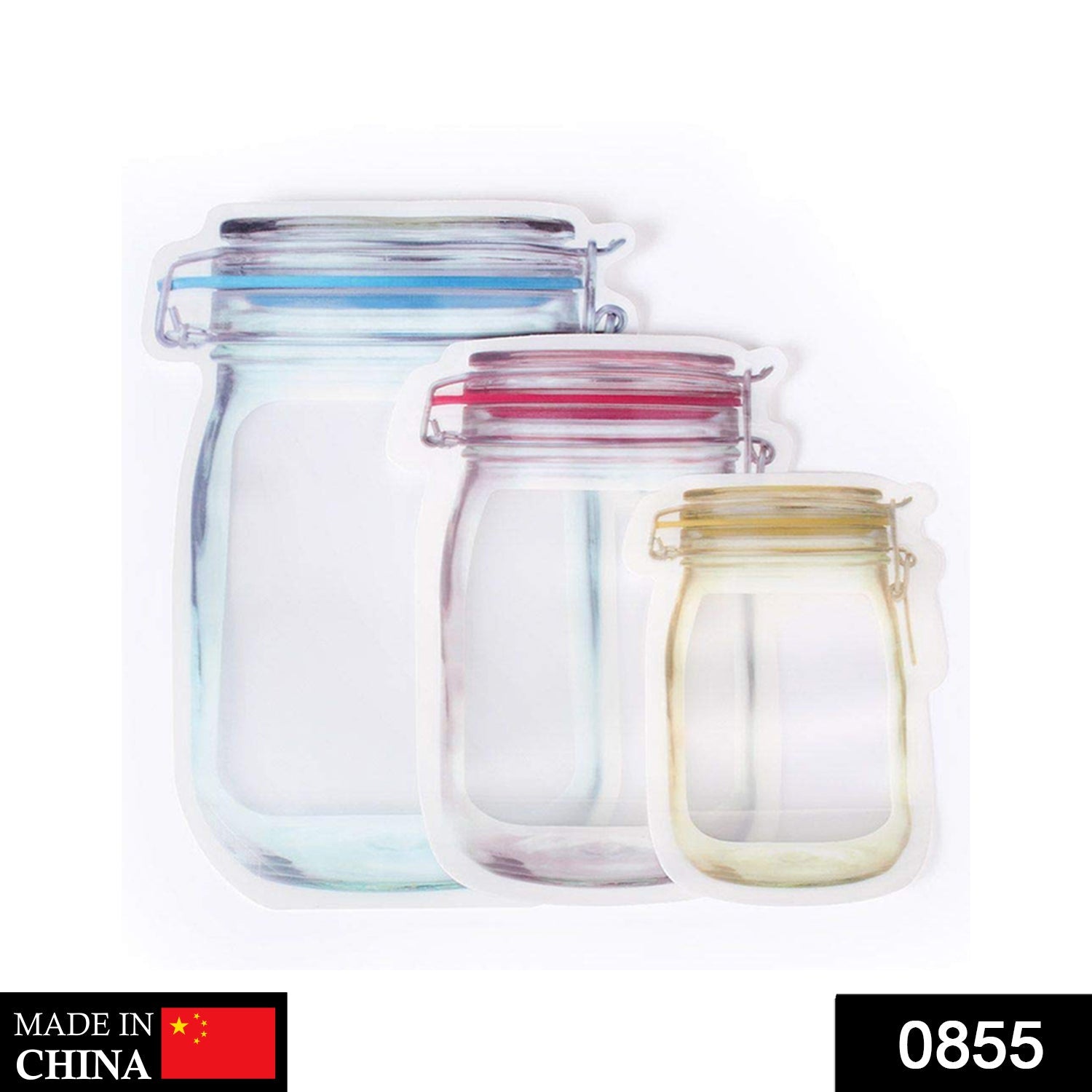 0855 Plastics Transparent Jar Shaped Stand-up Pouch With Zipper 