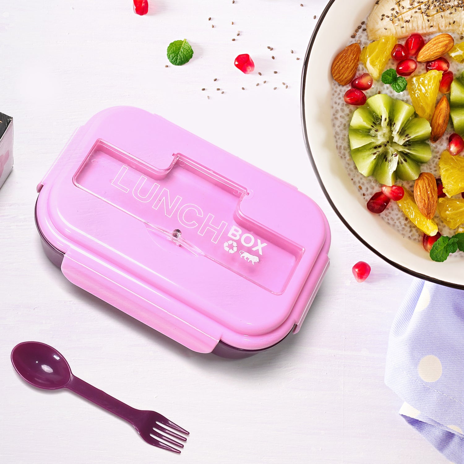 2809V LUNCH BOX 3 COMPARTMENT PLASTIC LINER LUNCH CONTAINER, PORTABLE TABLEWARE SET FOR OFFICE , SCHOOL & HOME USE 