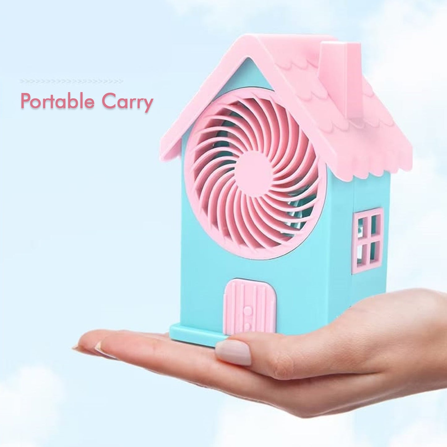 4799 Mini House Fan House Design Rechargeable Portable Personal Desk Fan For Home , Office & Kids Use 