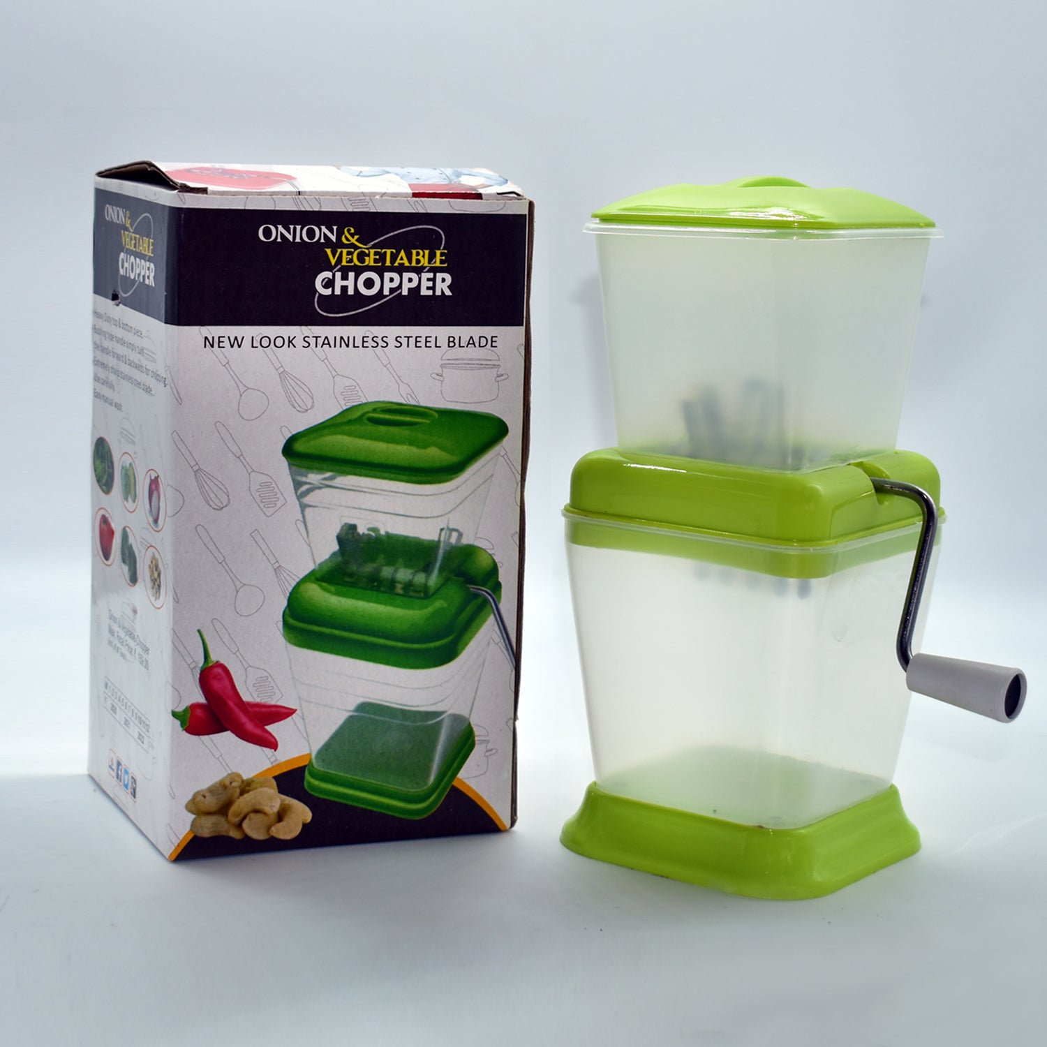 2003 Small Onion Chopper & Vegetable Chopper Quick Cutter with Rotating Blade DeoDap