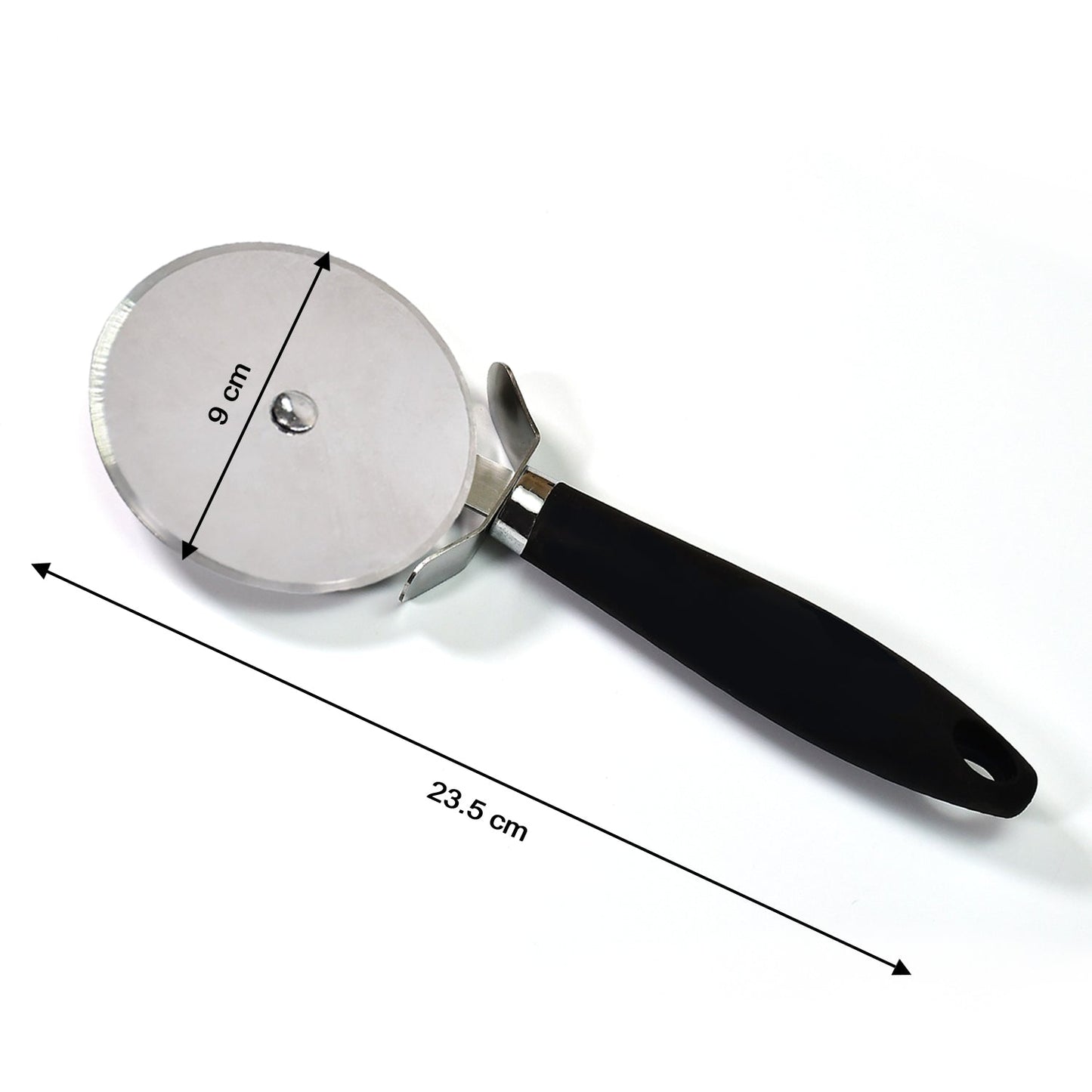 2049 Stainless Steel Pizza Cutter with black handle, Sandwich & Pastry Cutter, Sharp, Wheel Type Cutter. 