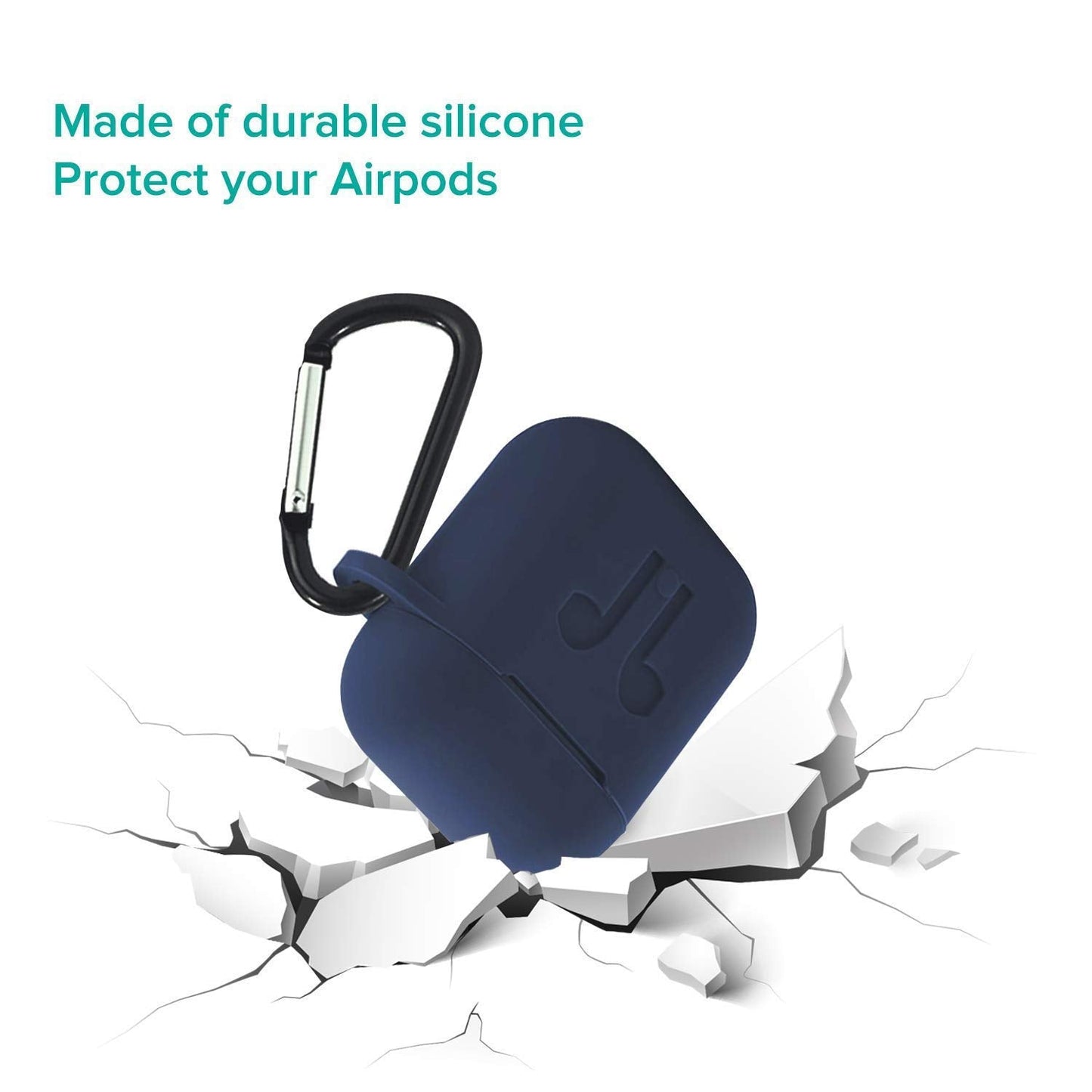 6473 Silicone Shockproof Protection Wireless Headphones Carrying Box Cover with Metal Keychain 