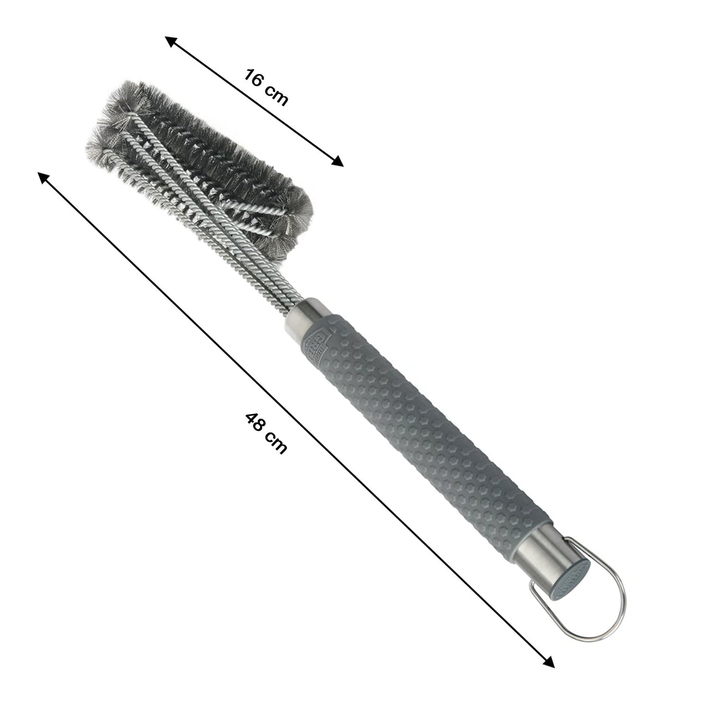 2255 3-head Grill Brush with Stainless Steel Bristles and Soft-Grip Handle 