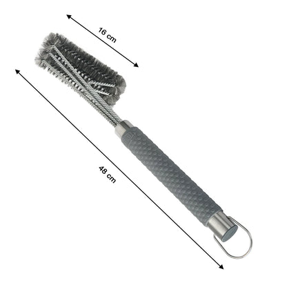 2255 3-head Grill Brush with Stainless Steel Bristles and Soft-Grip Handle 