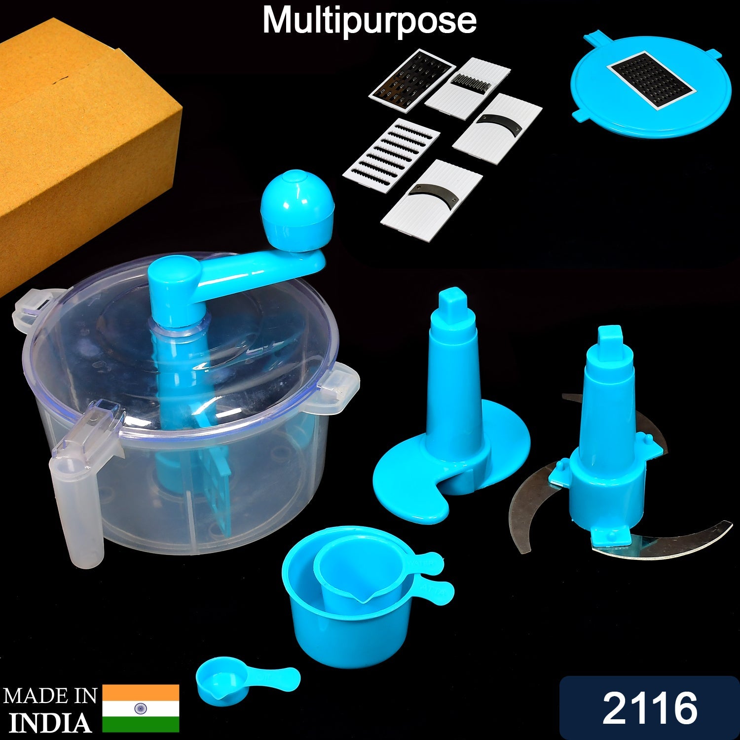 2116 Multipurpose Transparent Dough Maker Machine (Atta Maker) , Measuring Cup And Slicer (Brown Box) 