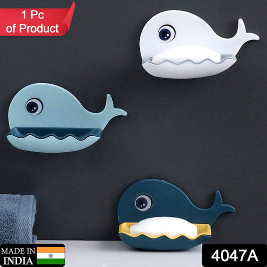 4047A Fish Shape Double Layer Adhesive Waterproof Wall Mounted Soap Bar Holder Stand Rack for Bathroom Shower Wall Kitchen 