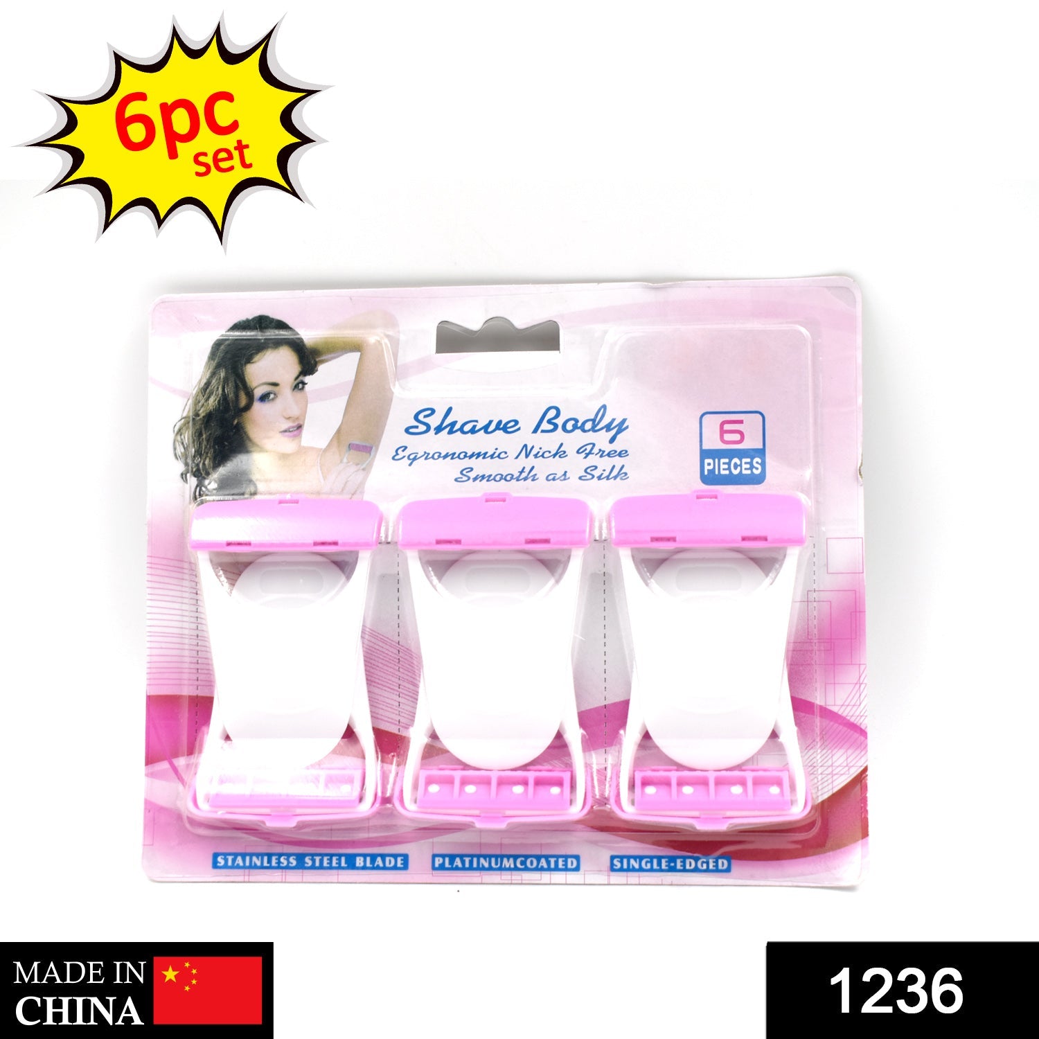 1236 Disposable Body Skin Hair Removal Razor for Women  Pack of 6 