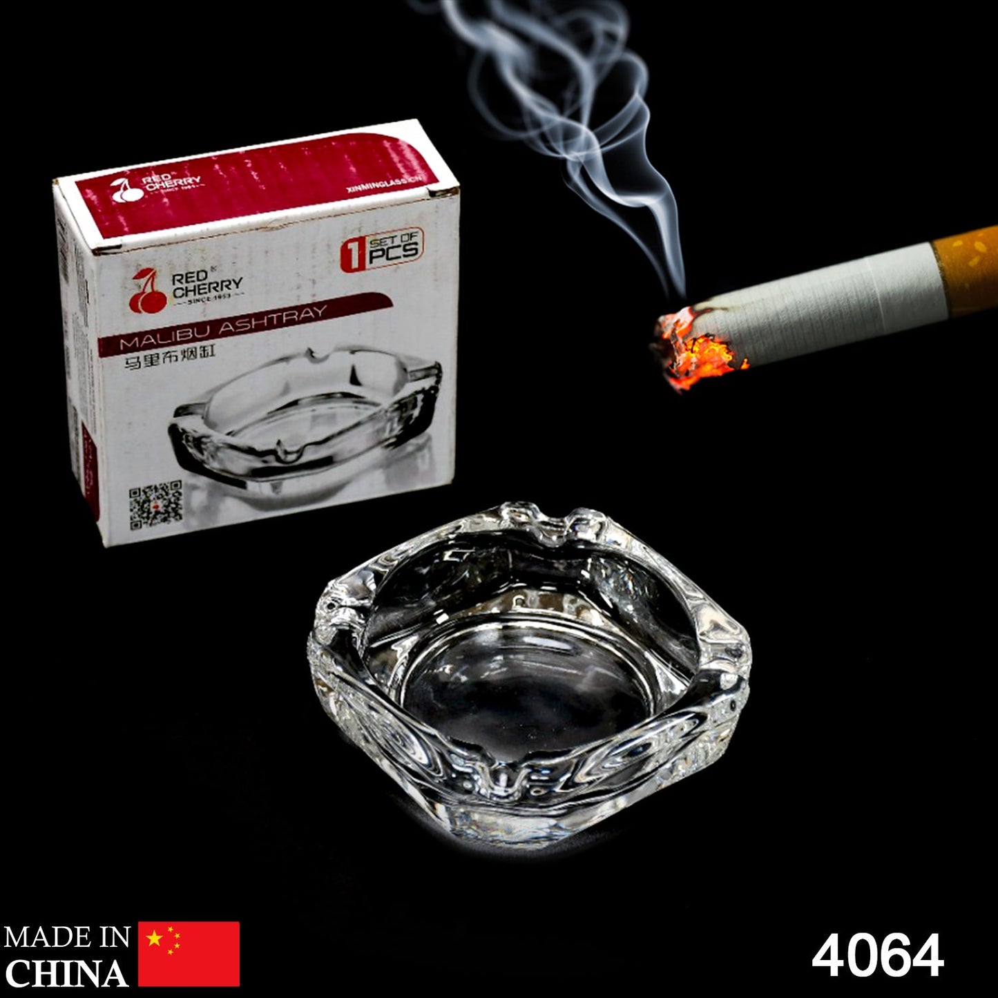 4064 Glass Brunswick Crystal Quality Cigar Cigarette Ashtray Round Tabletop for Home Office Indoor Outdoor Home Decor 