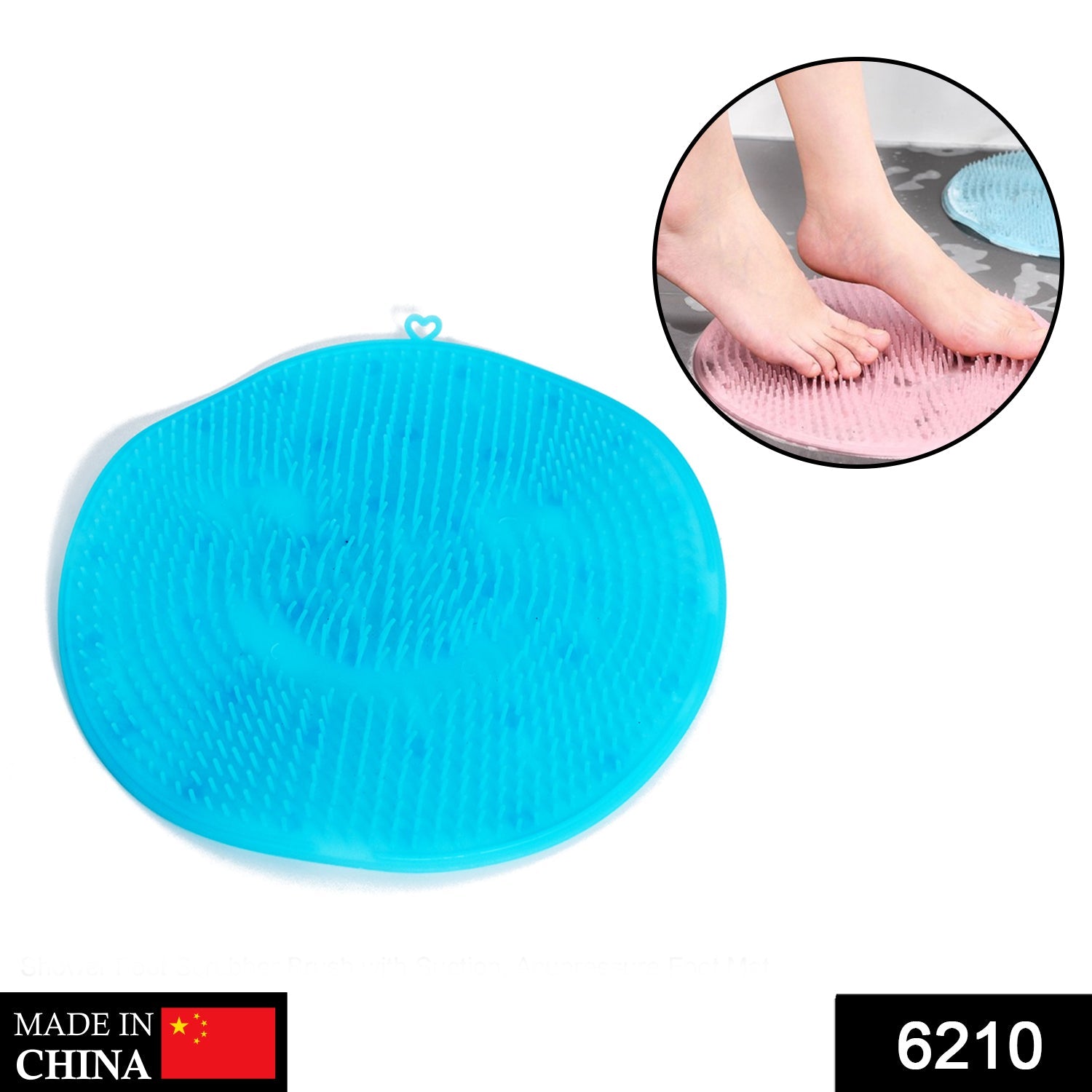 6210 Shower Foot Scrubber Brush with Suction, Acupressure Foot Mat 