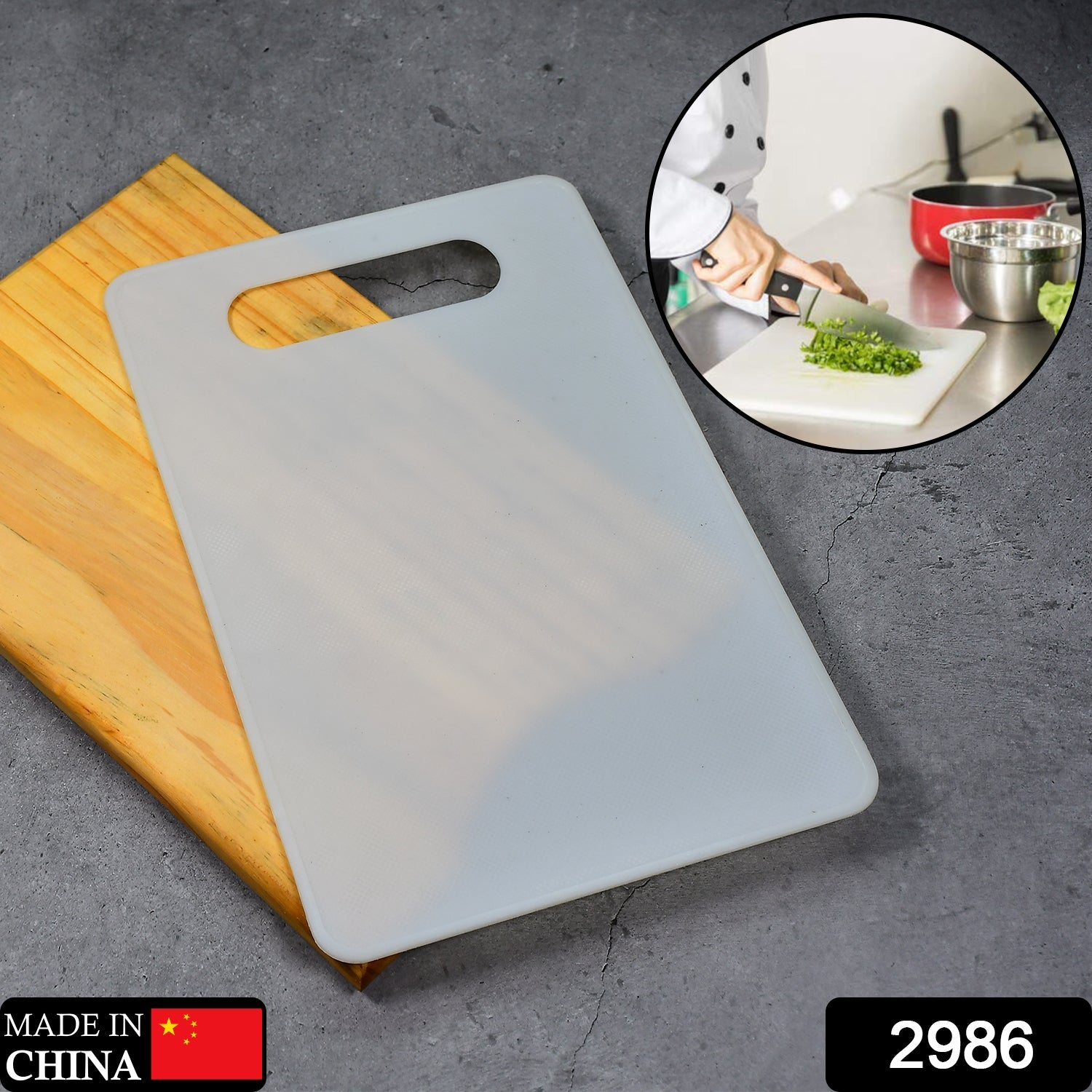 2986 White Thick/Long Lasting BPA Free Kitchen Chopping Boards Cutting Board Plastic with Handle for Regular Use. 