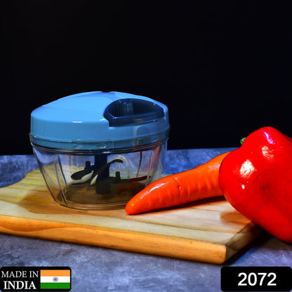 2072 3 BLADE MANUAL BLUE FOOD CHOPPER, COMPACT & POWERFUL HAND HELD VEGETABLE CHOPPER. 