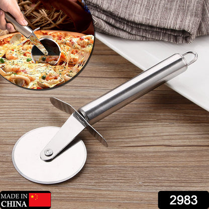 2983 Stainless Steel Pizza Cutter, Sandwich & Pastry Cake Cycle Cutter, Sharp, Wheel Type Cutter, Pack of 1 