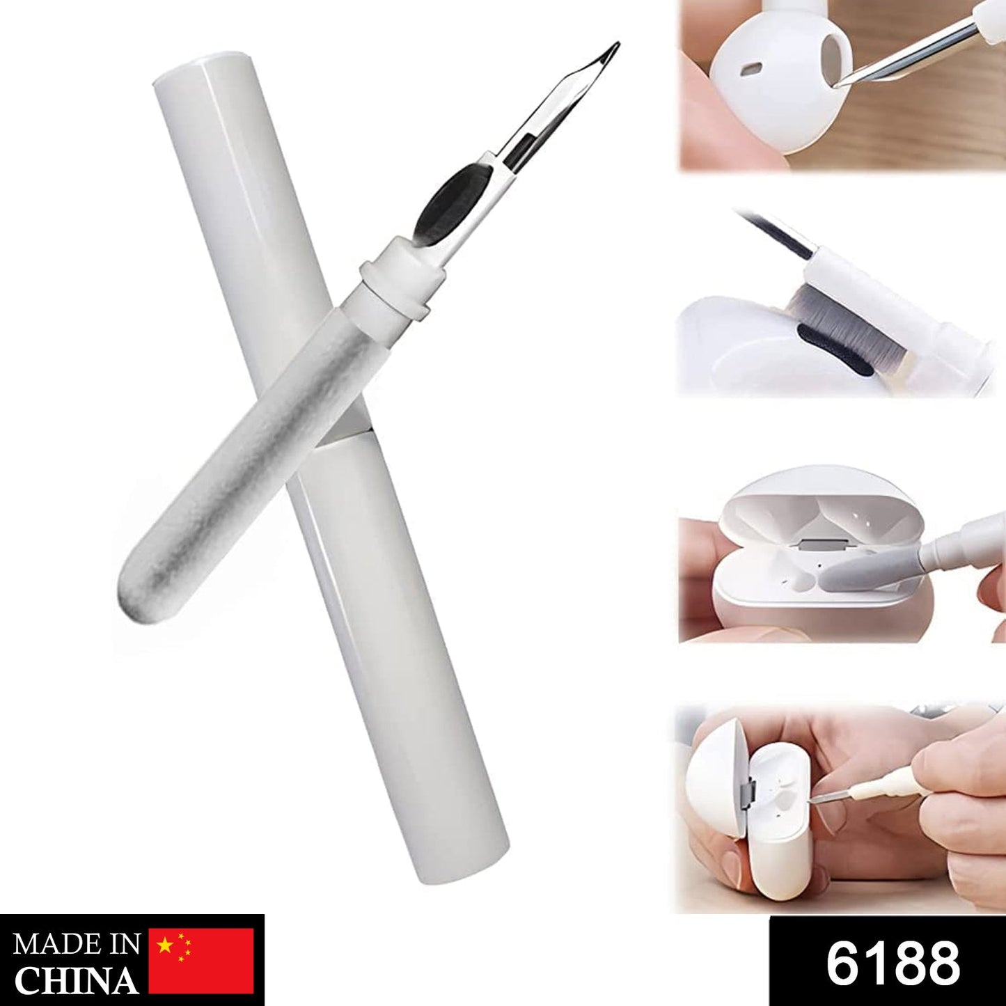 6188 3 In 1 Earbuds Cleaning Pen For Cleaning Of Ear Buds And Ear Phones Easily Without Having Any Damage. 