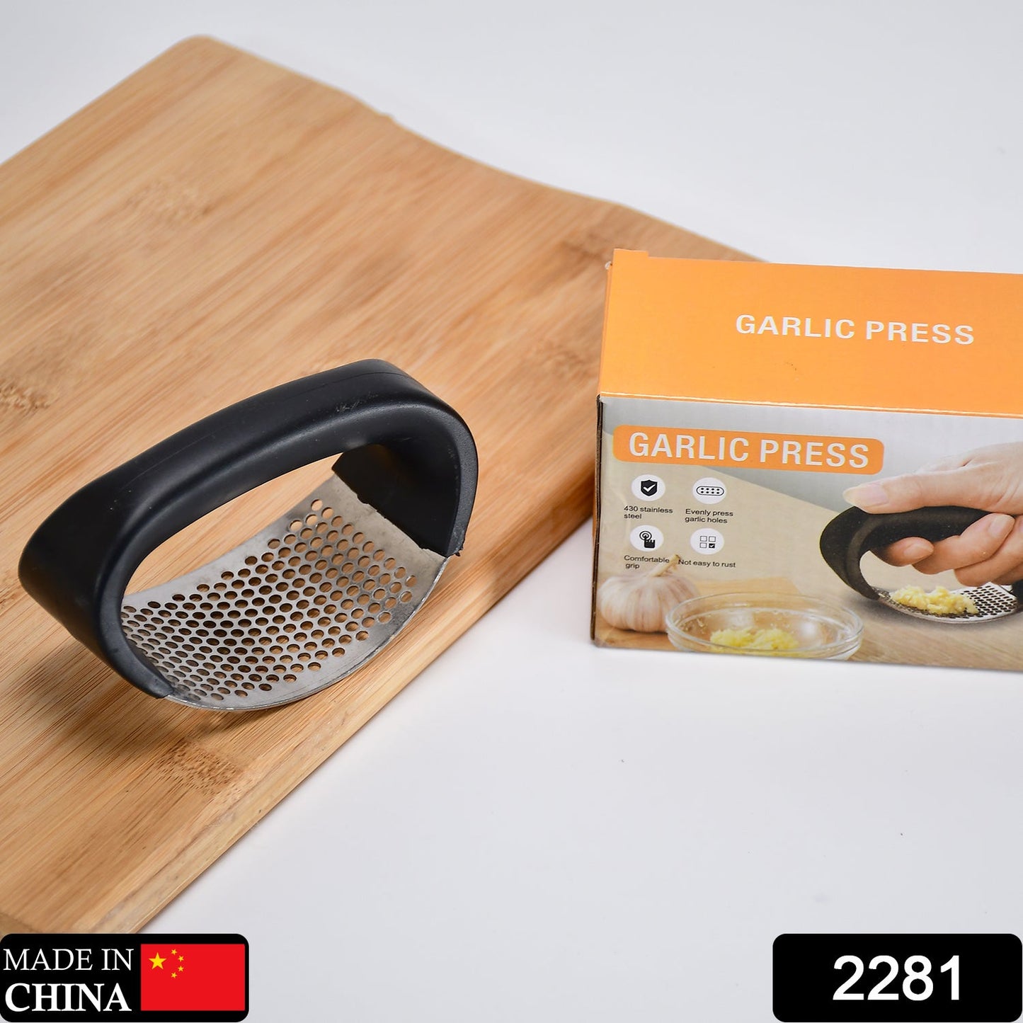 2281 Stainless Steel Garlic Presser /Crusher (Multicolor) 