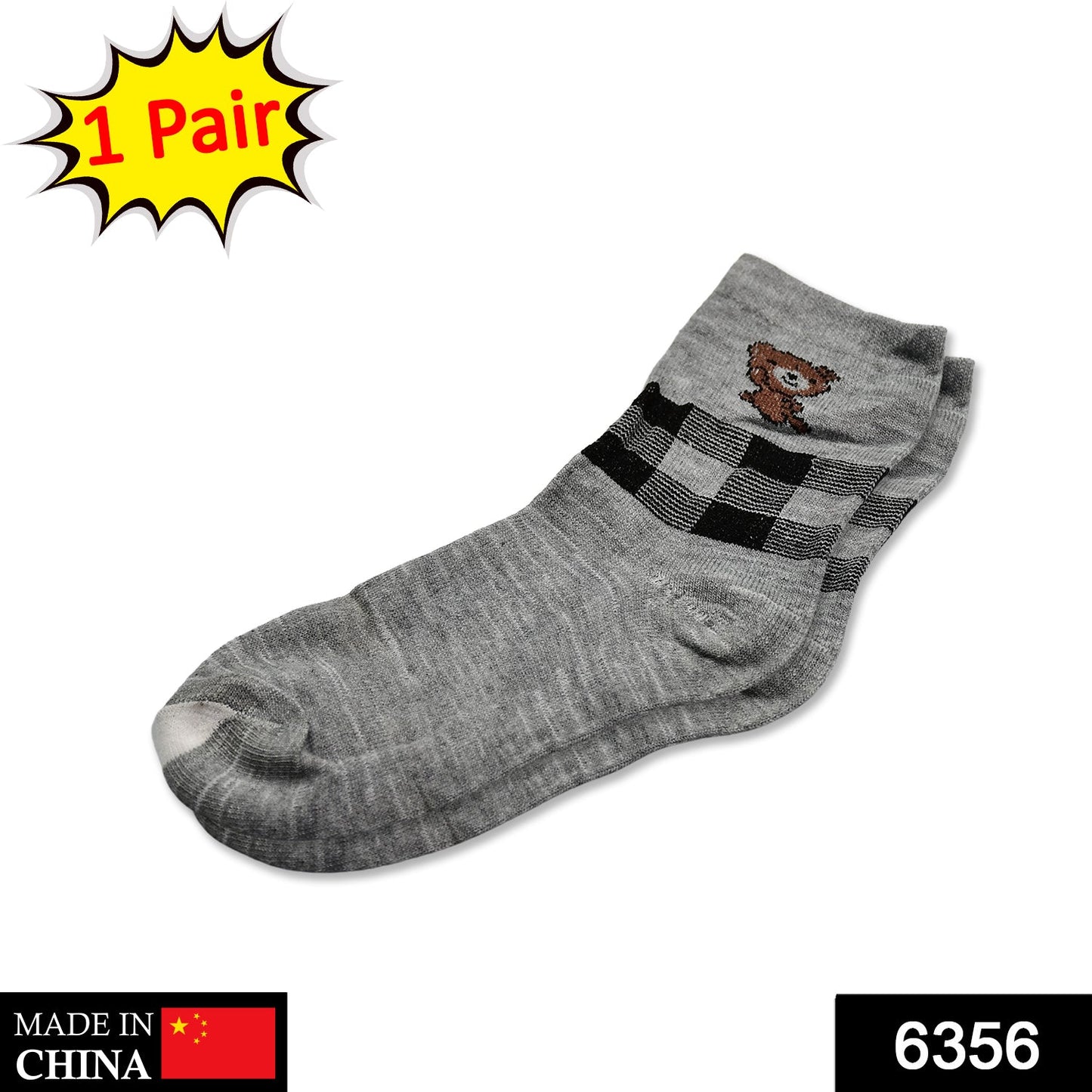 6356 1PAIR SOCKS PRINTED TRENDY MULTIPLE DESIGNER SOCKS 