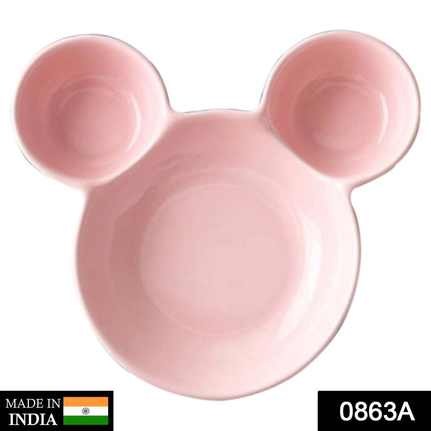 0863A Unbreakable Plastic Mickey Shaped Kids/Snack Serving Plate (Without Sticker) 