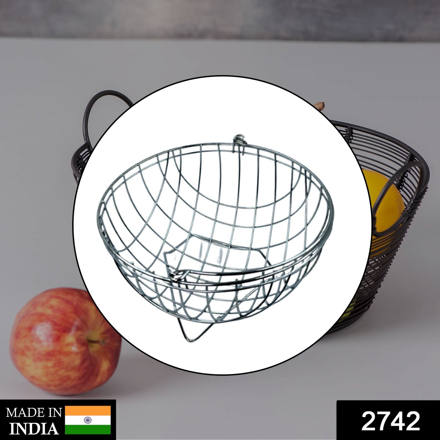 2742 SS Round Fruit Basket used for holding fruits as a decorative and using purposes in all kinds of official and household places etc. 