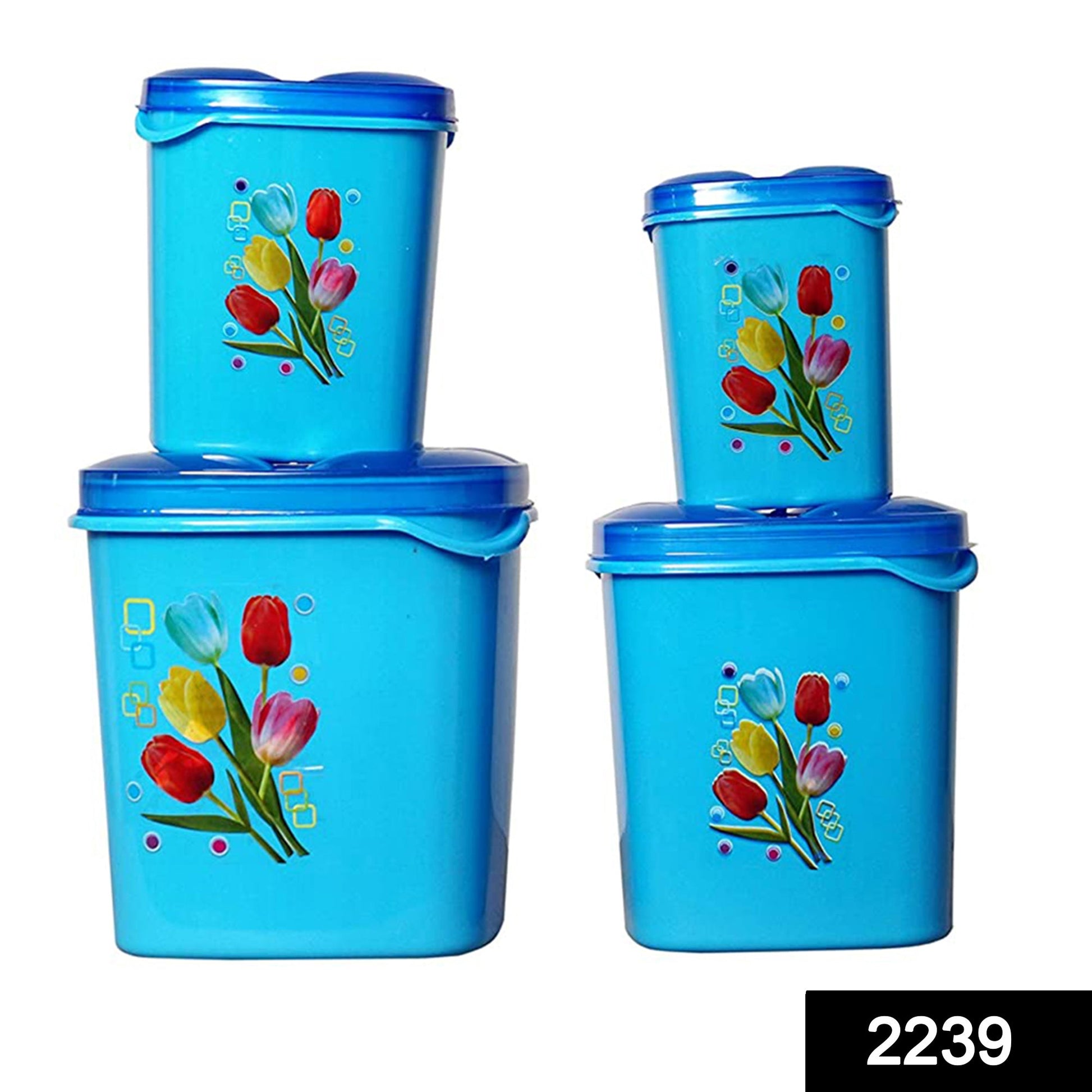 2239 Container Set For Kitchen Storage Airtight & Food Grade Plastic (Pack of 4) (3000ml,1500ml,1000ml,500ml) 