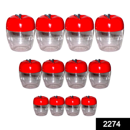 2274 Air Tight Apple Shape Storage Container - 500 ml, 800 ml and 1500 ml (4 Pcs Each Size, 12 Pcs) 