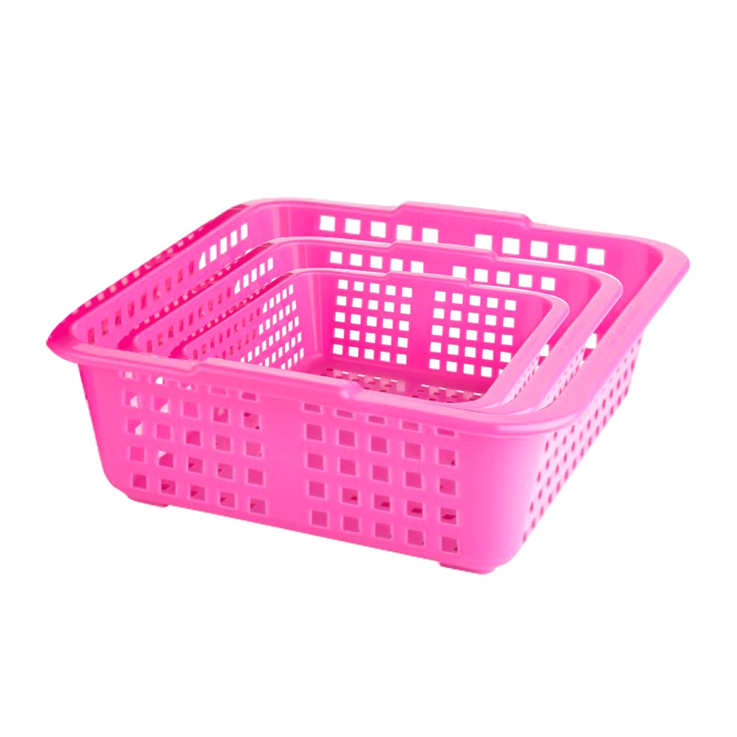 2484 Plastic Multiple Size Cane Fruit Baskets (3 Size Large, Medium, Small) DeoDap